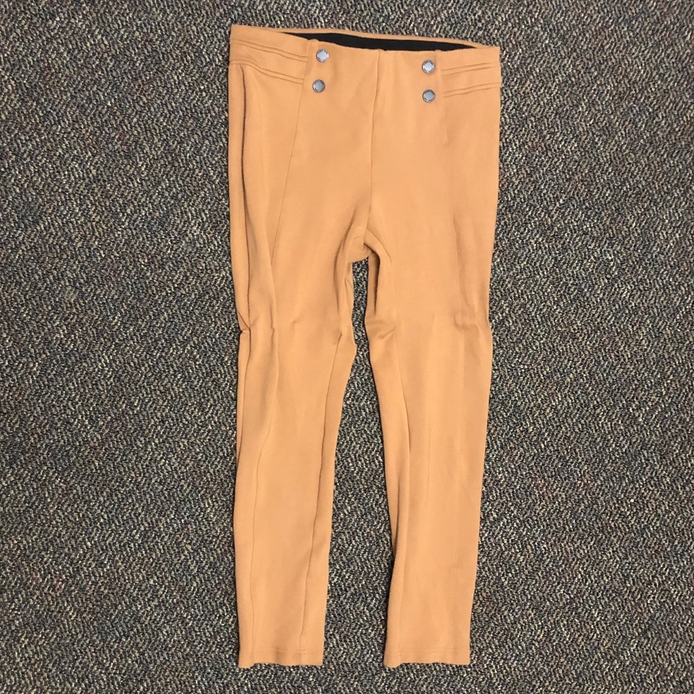 Tan / Brown Calvin Klein Women's Button Detail Pull on Pants (Size Small Petite)